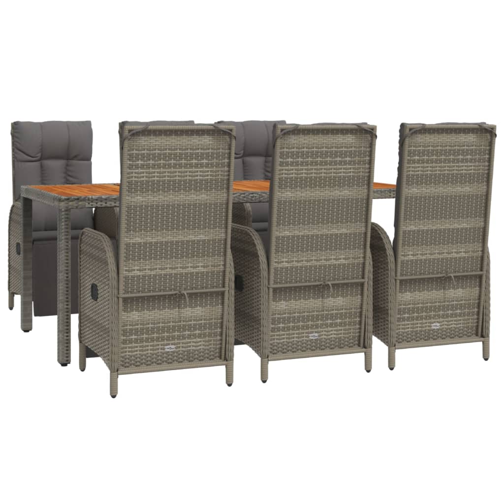 Set da Pranzo da Giardino 7 pz con Cuscini in Polyrattan Grigio | homemem39