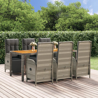 Set da Pranzo da Giardino 7 pz con Cuscini in Polyrattan Grigio | homemem39