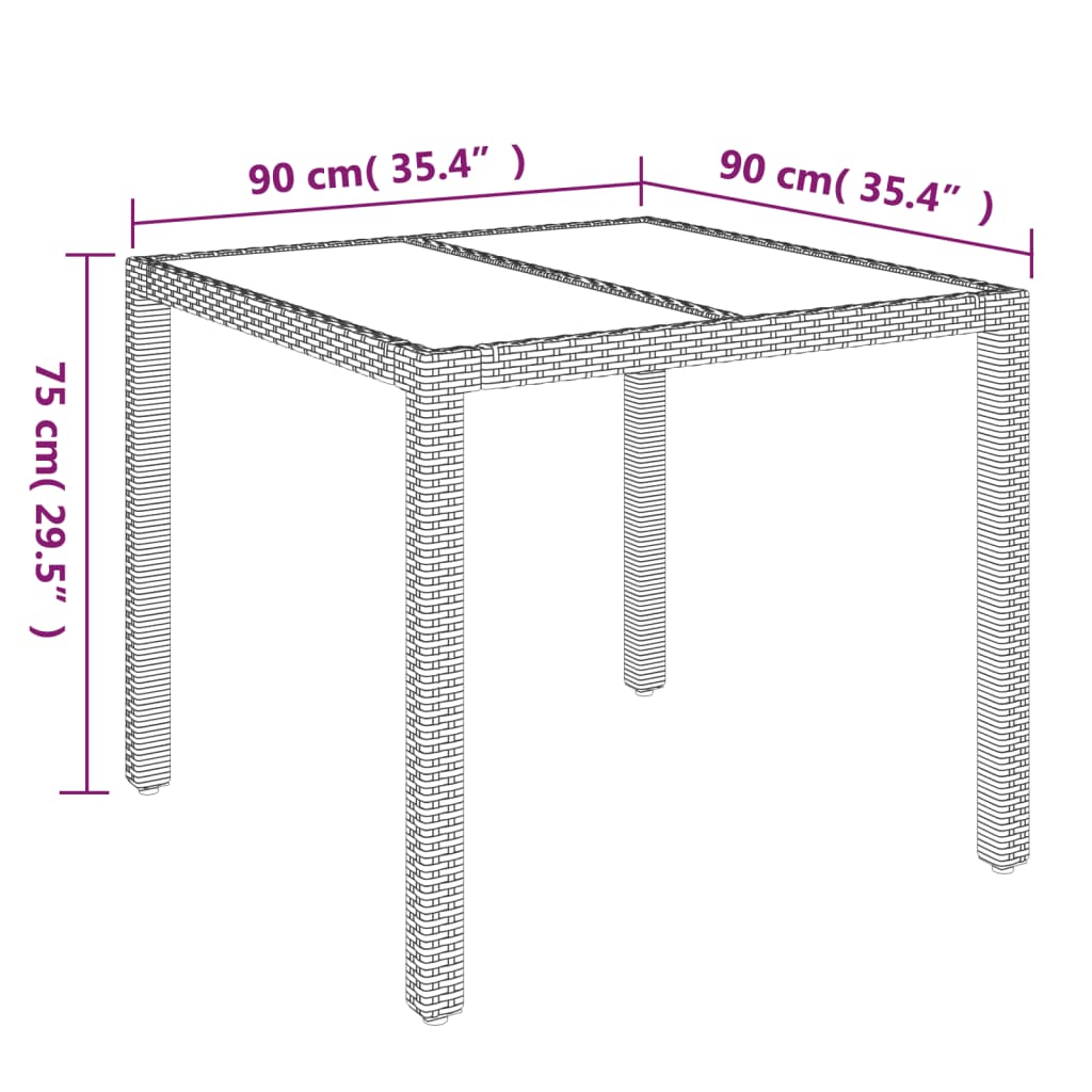 Set da Pranzo da Giardino 3 pz con Cuscini Nero in Polyrattan | homemem39