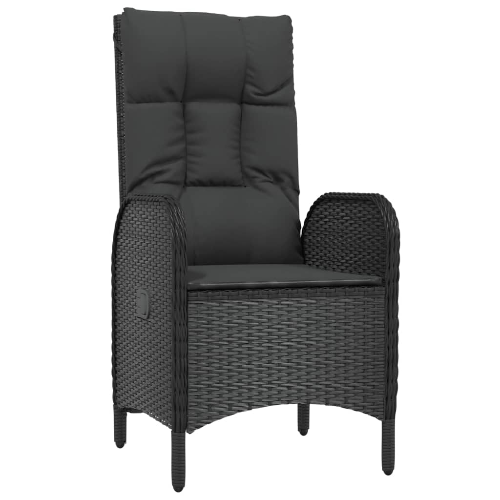 Set da Pranzo da Giardino 5 pz Nero con Cuscini in Polyrattan | homemem39