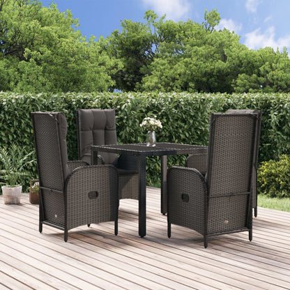 Set da Pranzo da Giardino 5 pz Nero con Cuscini in Polyrattan | homemem39