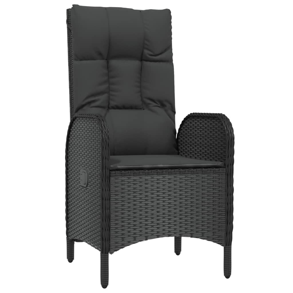 Set da Pranzo Giardino 7pz Nero e Grigio con Cuscini Polyrattan | homemem39