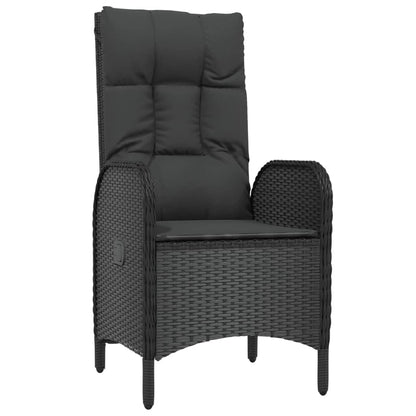 Set da Pranzo Giardino 9pz con Cuscini Nero e Grigio Polyrattan - homemem39