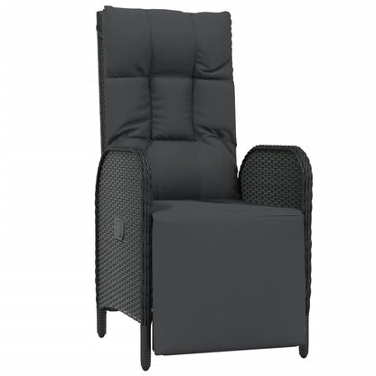 Set da Pranzo da Giardino 3 pz con Cuscini Nero in Polyrattan | homemem39