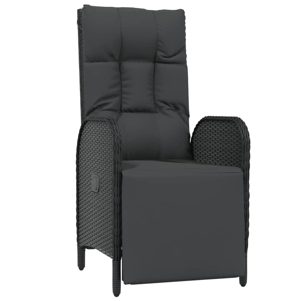 Set da Pranzo da Giardino 5 pz Nero con Cuscini in Polyrattan | homemem39