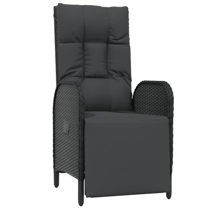 Set da Pranzo da Giardino 5 pz Nero con Cuscini in Polyrattan | homemem39
