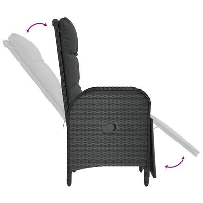 Set da Pranzo da Giardino 5 pz Nero con Cuscini in Polyrattan | homemem39