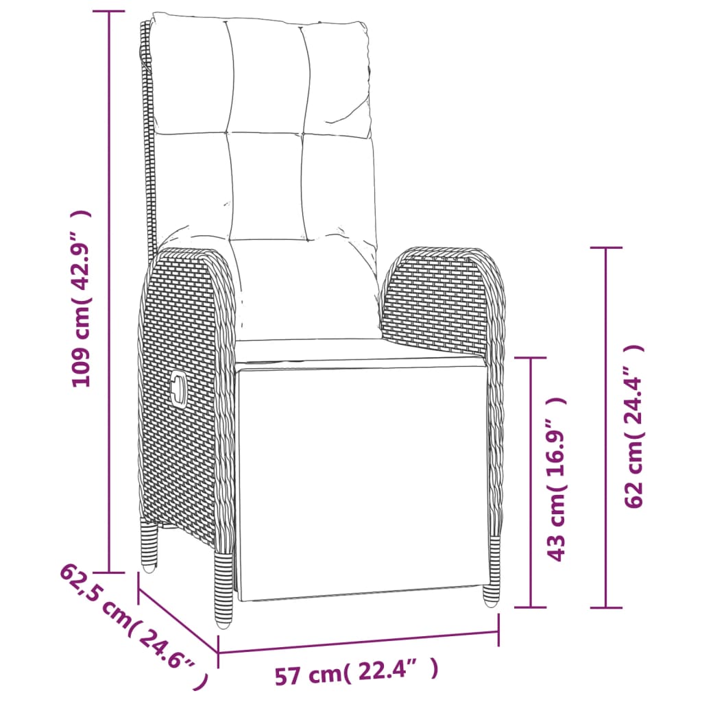 Set da Pranzo da Giardino 5 pz Nero con Cuscini in Polyrattan | homemem39