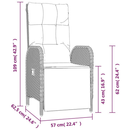 Set da Pranzo da Giardino 5 pz Nero con Cuscini in Polyrattan | homemem39