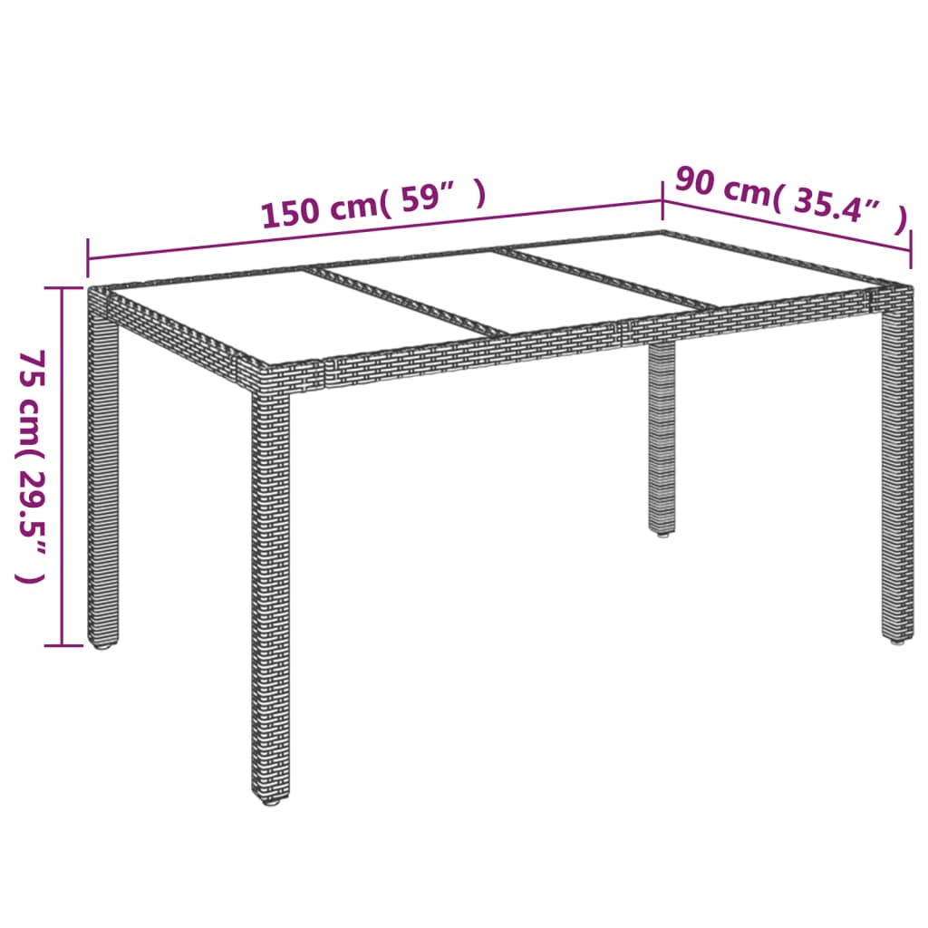 Set da Pranzo Giardino 7pz Nero e Grigio con Cuscini Polyrattan