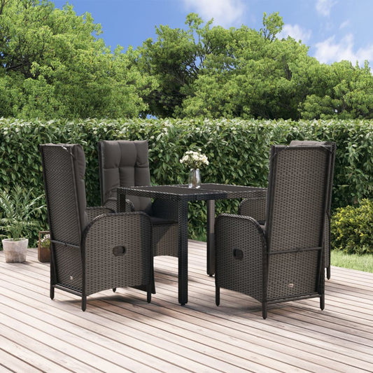 Set da Pranzo da Giardino 5 pz Nero con Cuscini in Polyrattan | homemem39