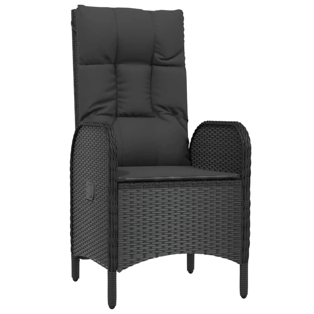 Set da Pranzo da Giardino 7 pz Nero con Cuscini in Polyrattan - homemem39