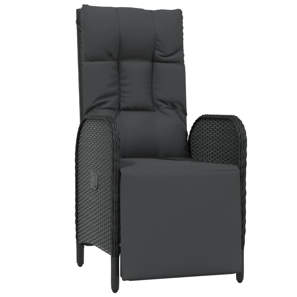 Set da Pranzo da Giardino 3 pz con Cuscini Nero in Polyrattan | homemem39