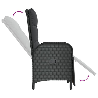 Set da Pranzo da Giardino 3 pz con Cuscini Nero in Polyrattan | homemem39