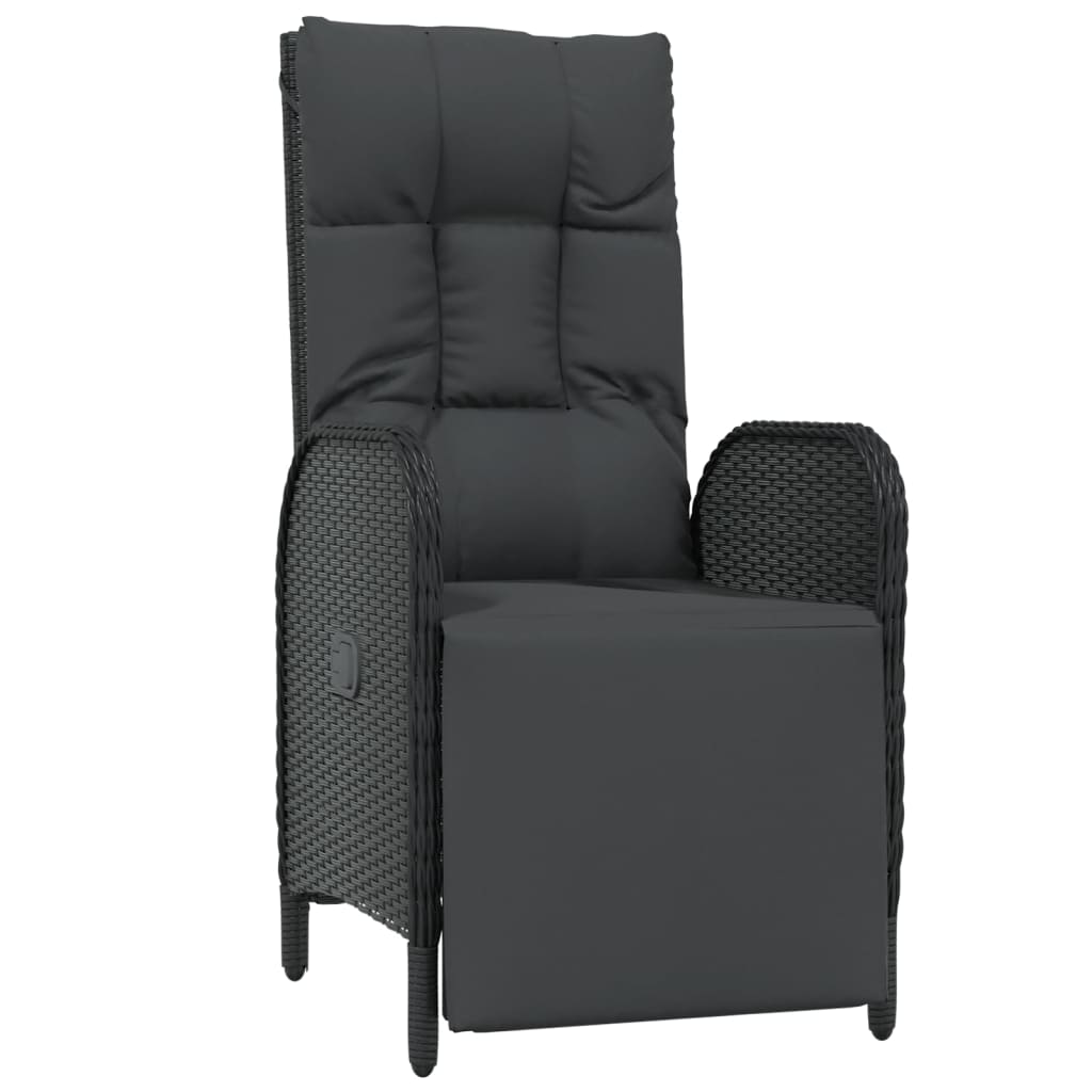 Set da Pranzo da Giardino 7 pz Nero con Cuscini in Polyrattan | homemem39