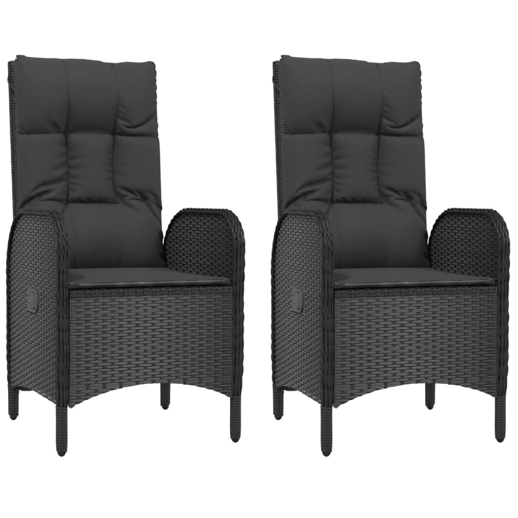 Set da Pranzo da Giardino 5 pz Nero con Cuscini in Polyrattan | homemem39