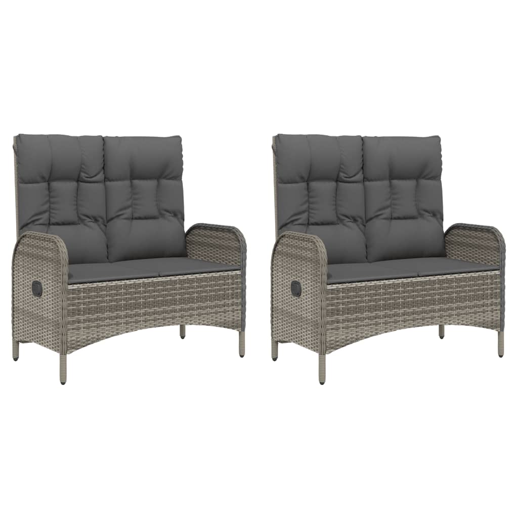 Set da Pranzo da Giardino 5 pz con Cuscini in Polyrattan Grigio - homemem39