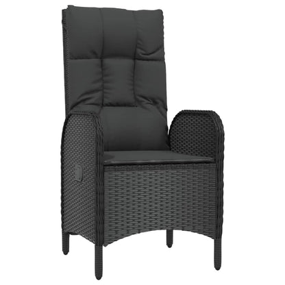 Set da Pranzo da Giardino 3 pz con Cuscini Nero in Polyrattan - homemem39