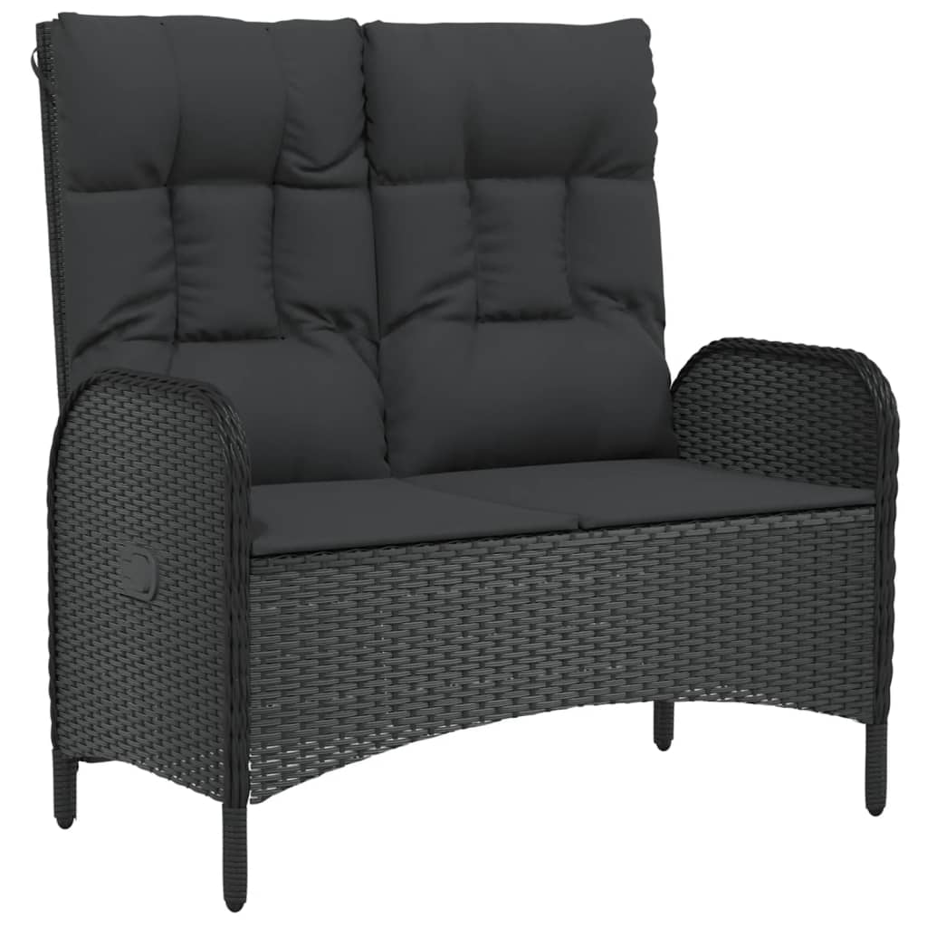 Set da Pranzo da Giardino 3 pz con Cuscini Nero in Polyrattan | homemem39
