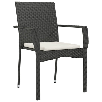 Set da Pranzo da Giardino 5 pz Nero con Cuscini in Polyrattan | homemem39