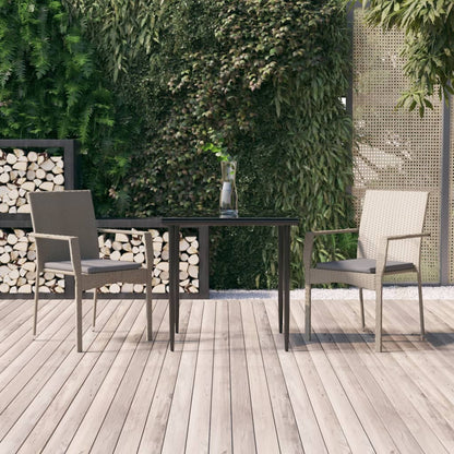 Set Salotto Giardino 3 pz con Cuscini Nero e Grigio Polyrattan - homemem39