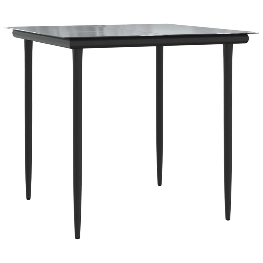Set da Pranzo Giardino 5pz Nero e Grigio con Cuscini Polyrattan | homemem39