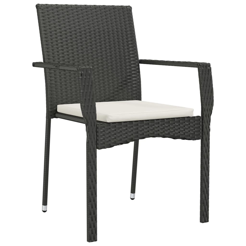 Set da Pranzo da Giardino 5 pz Nero con Cuscini in Polyrattan - homemem39