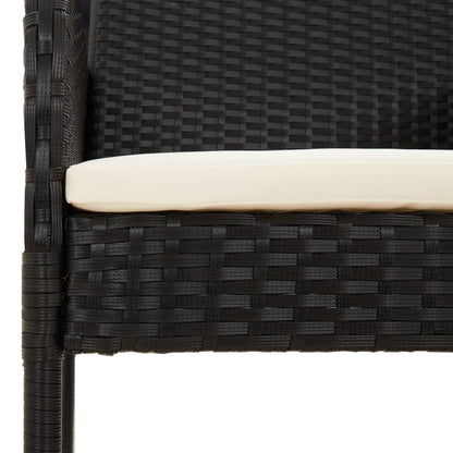 Set da Pranzo da Giardino 5 pz Nero con Cuscini in Polyrattan | homemem39
