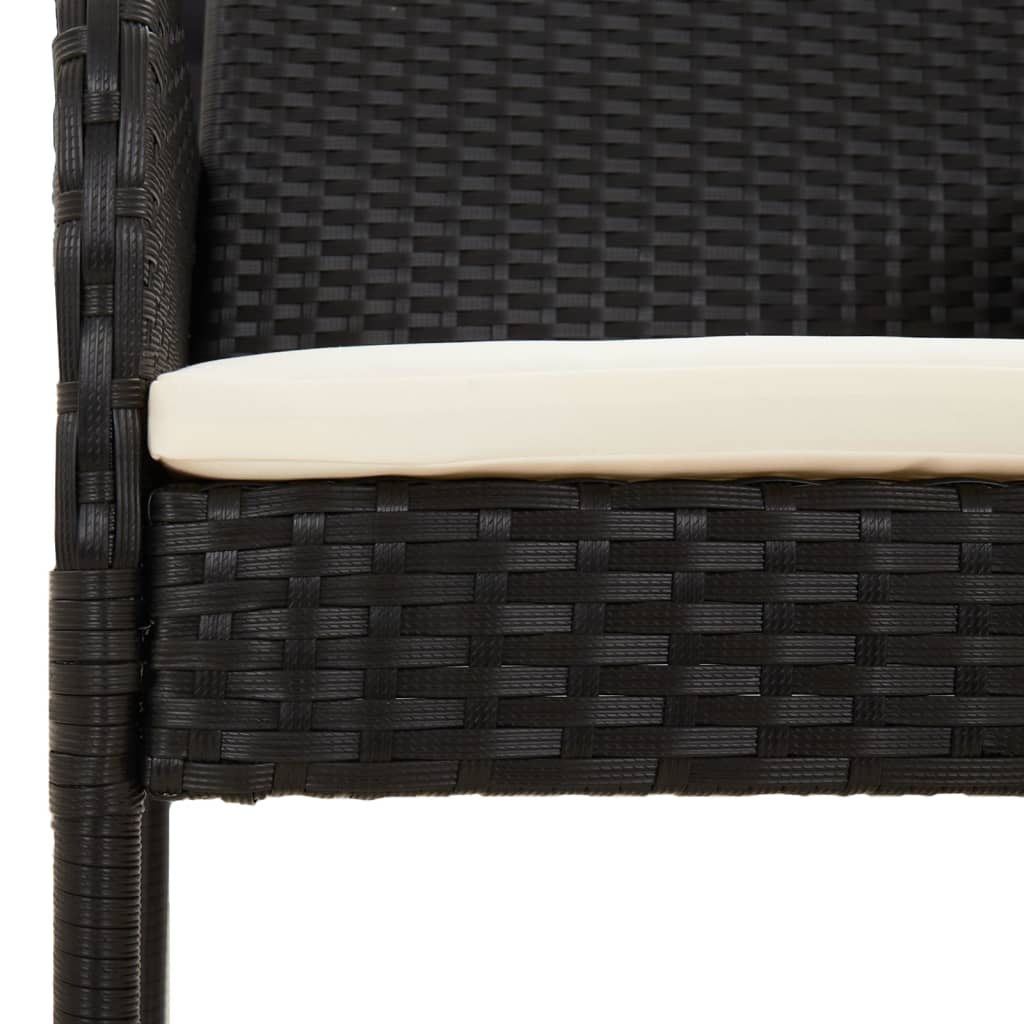 Set da Pranzo da Giardino 9 pz con Cuscini Nero in Polyrattan | homemem39