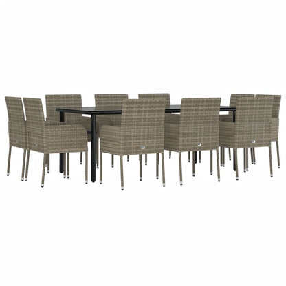 Set Mobili Giardino 11 pz con Cuscini Polyrattan Nero e Grigio - homemem39