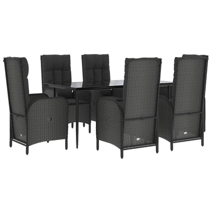 Set da Pranzo da Giardino 7 pz Nero con Cuscini in Polyrattan - homemem39