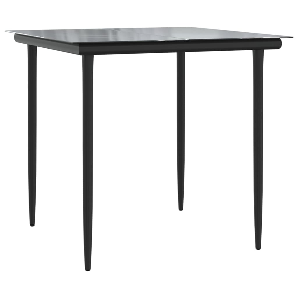 Set da Pranzo Giardino 5pz Nero e Grigio con Cuscini Polyrattan | homemem39