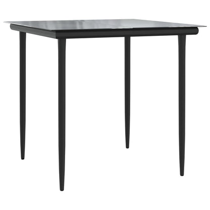 Set da Pranzo Giardino 5pz Nero e Grigio con Cuscini Polyrattan | homemem39
