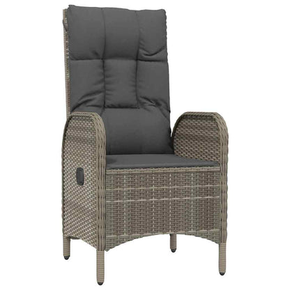 Set da Pranzo Giardino 5pz Nero e Grigio con Cuscini Polyrattan | homemem39