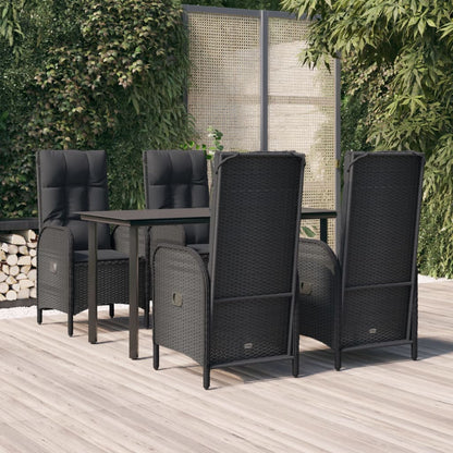 Set da Pranzo da Giardino 5 pz Nero con Cuscini in Polyrattan | homemem39