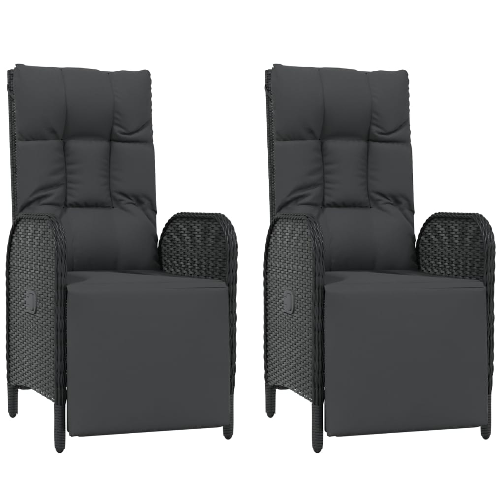 Set da Pranzo da Giardino 5 pz Nero con Cuscini in Polyrattan | homemem39