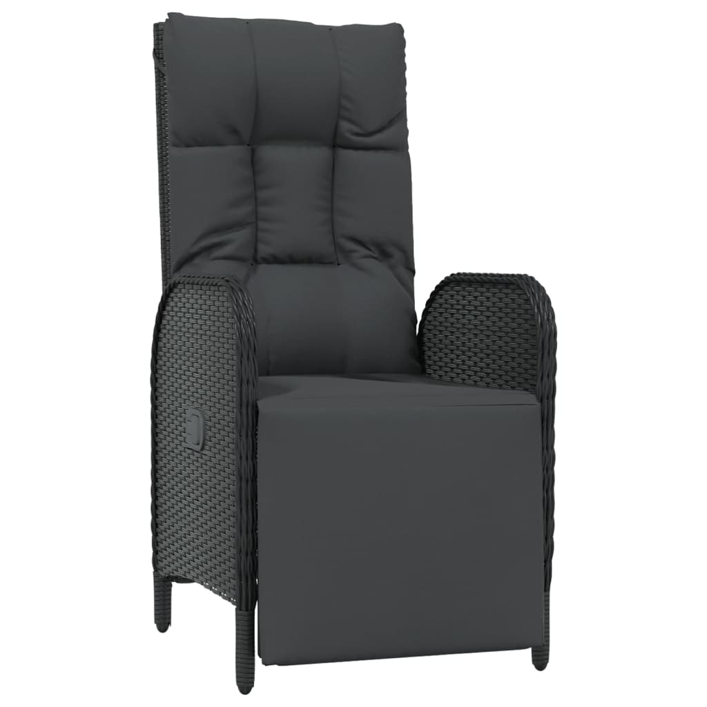 Set da Pranzo da Giardino 5 pz Nero con Cuscini in Polyrattan | homemem39