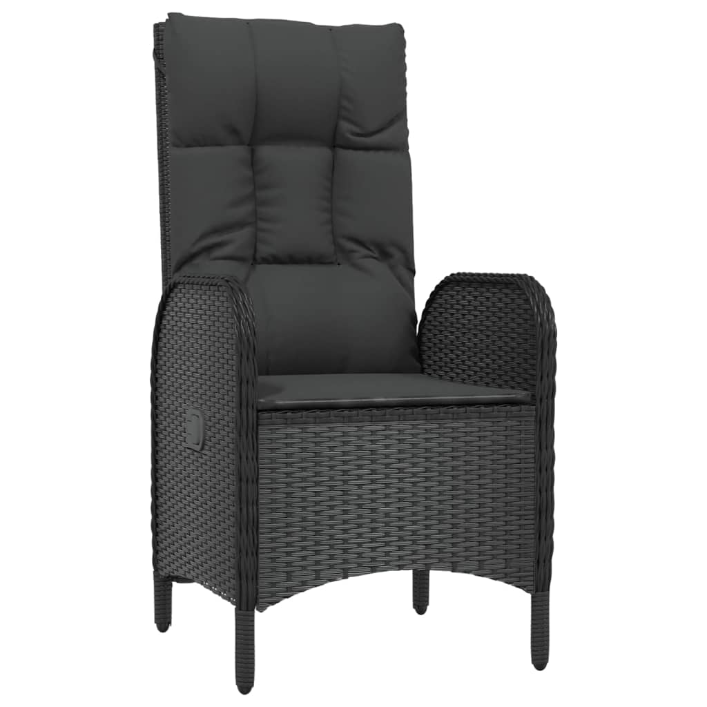 Set da Pranzo da Giardino 5 pz Nero con Cuscini in Polyrattan - homemem39