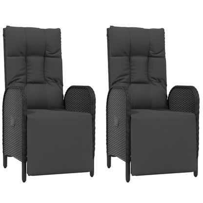 Set da Pranzo da Giardino 9 pz con Cuscini Nero in Polyrattan | homemem39