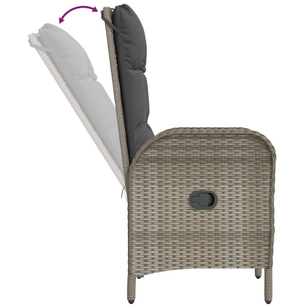 Set da Pranzo Giardino 5pz Nero e Grigio con Cuscini Polyrattan | homemem39