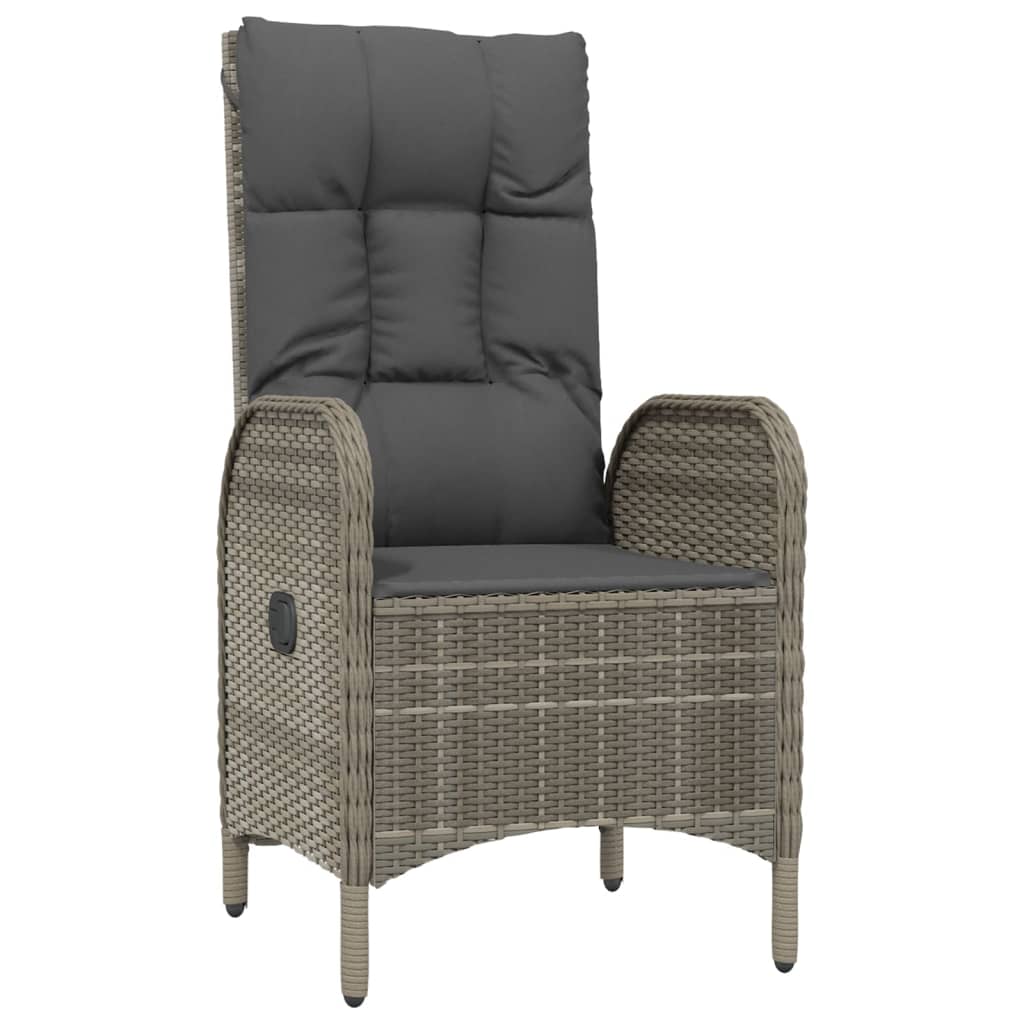Set da Pranzo Giardino 5pz Nero e Grigio con Cuscini Polyrattan - homemem39