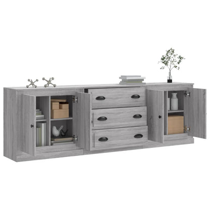 Credenze 3 pz Grigio Sonoma in Legno Multistrato - homemem39