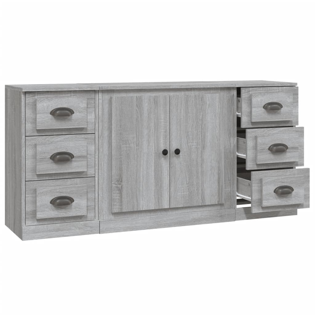 Credenze 3 pz Grigio Sonoma in Legno Multistrato - homemem39