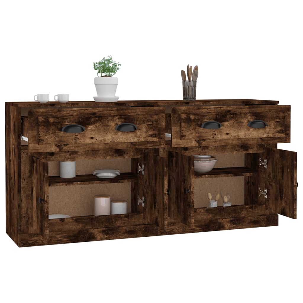 Credenze 2 pz Rovere Fumo in Legno Multistrato | homemem39