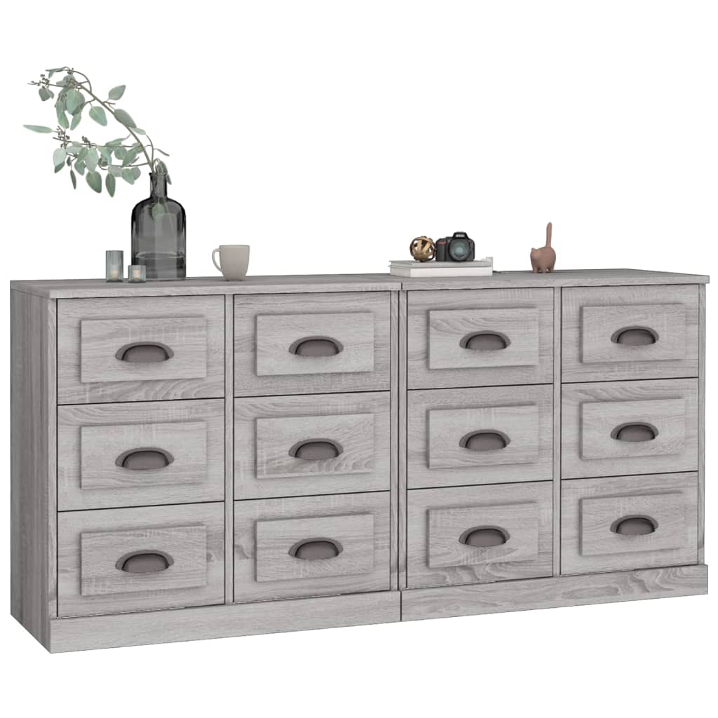 Credenze 2 pz Grigio Sonoma in Legno Multistrato - homemem39