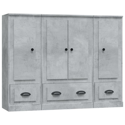 Credenze 3 pz Grigio Cemento in Legno Multistrato - homemem39