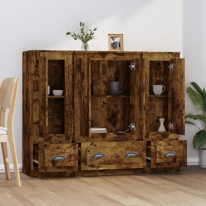 Credenze 3 pz Rovere Fumo in Legno Multistrato | homemem39