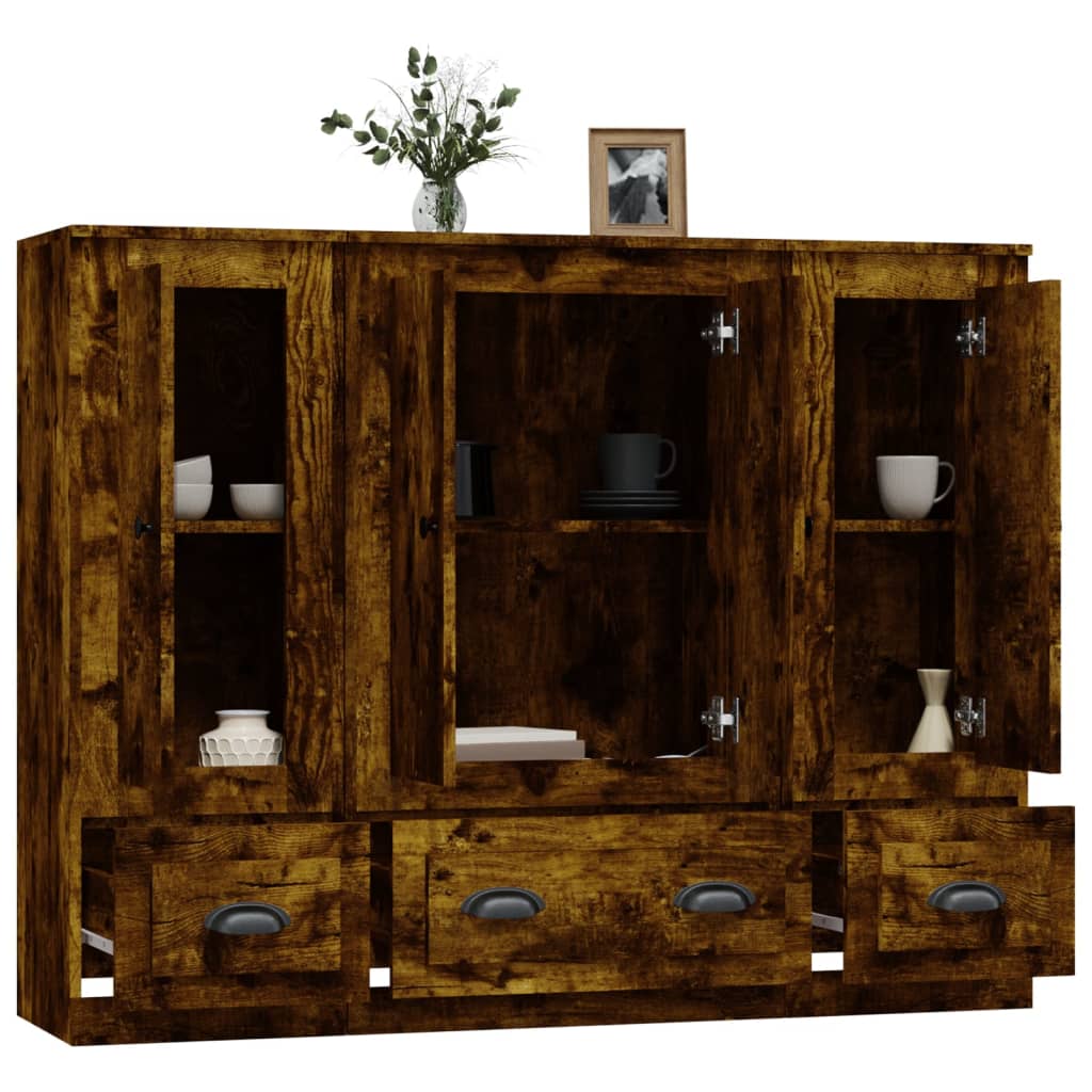 Credenze 3 pz Rovere Fumo in Legno Multistrato | homemem39