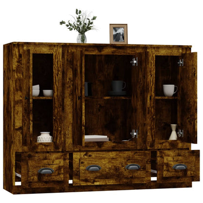 Credenze 3 pz Rovere Fumo in Legno Multistrato | homemem39