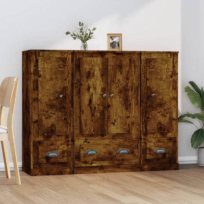 Credenze 3 pz Rovere Fumo in Legno Multistrato | homemem39